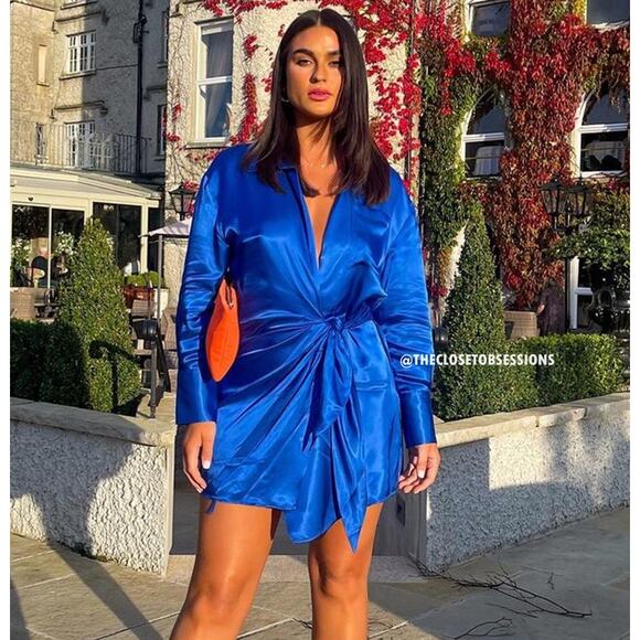 ZARA BLOGGER FAVE!!! V-Neck Short Dress with Self-Tie NWT - Picture 2 of 16